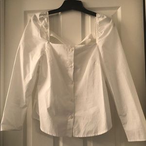 New with tag ASOS white puff sleeve poplin shirt